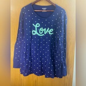 Old Navy Blue Heart Love Long Sleeve Tee Valentines